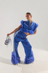 MODERN JAM TRACK PANT WITH TULLE IN ROYAL BLUE