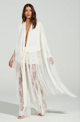 ON TO SOMETHING GOOD FRINGE TIE FRONT BLOUSE