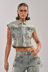 COMEBACK ERA DENIM SLEEVELESS TOP