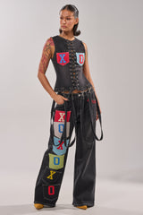 BRING IT BACK DENIM PATCHWORK PANT