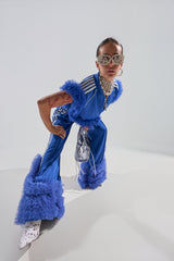 MODERN JAM TRACK PANT WITH TULLE IN ROYAL BLUE