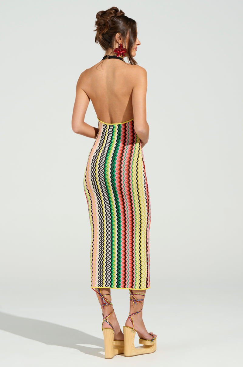 ON THE RUN PRINTED MIDI DRESS