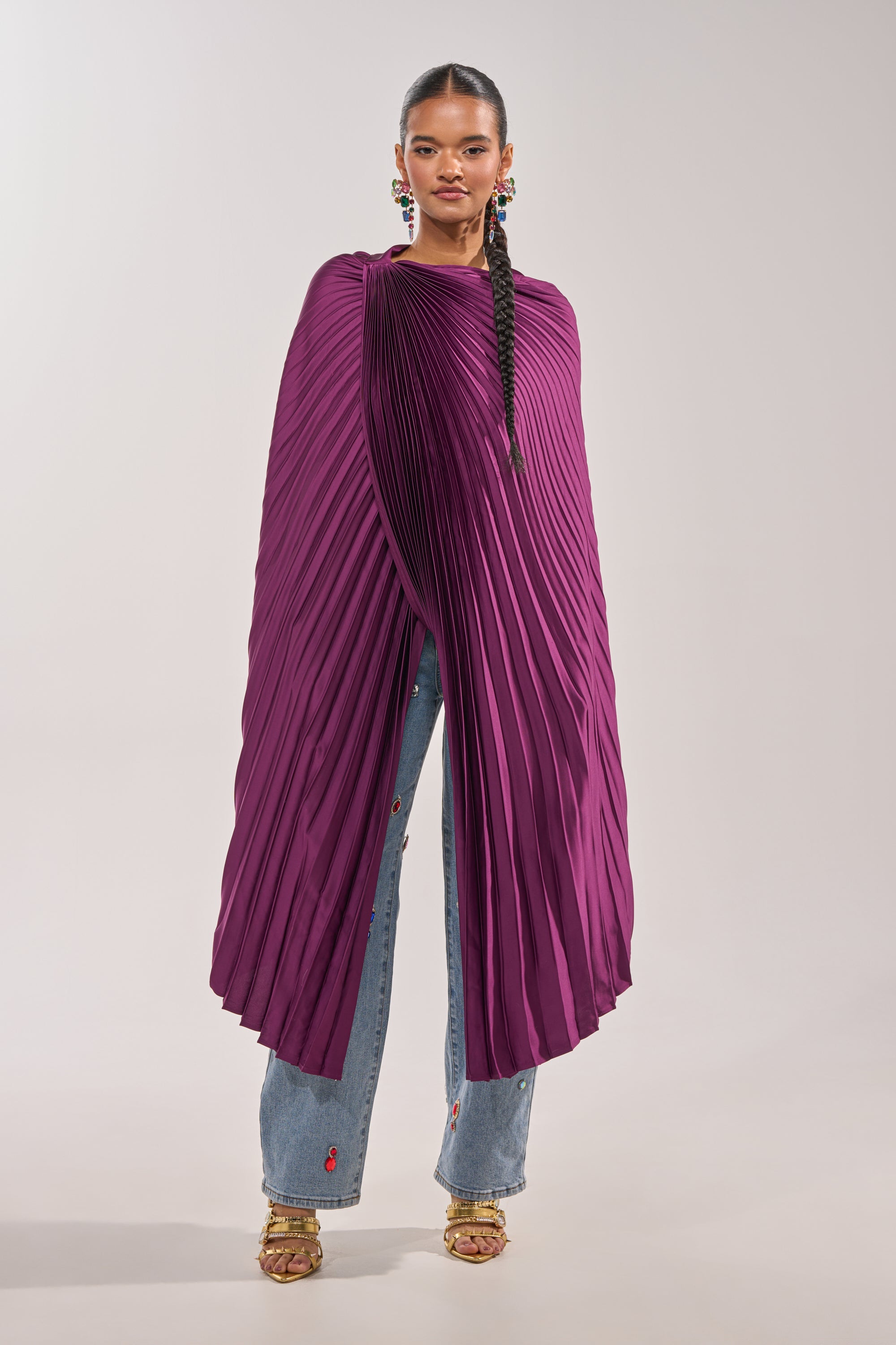 FARAH DRAPED PLEATED CAPE TOP