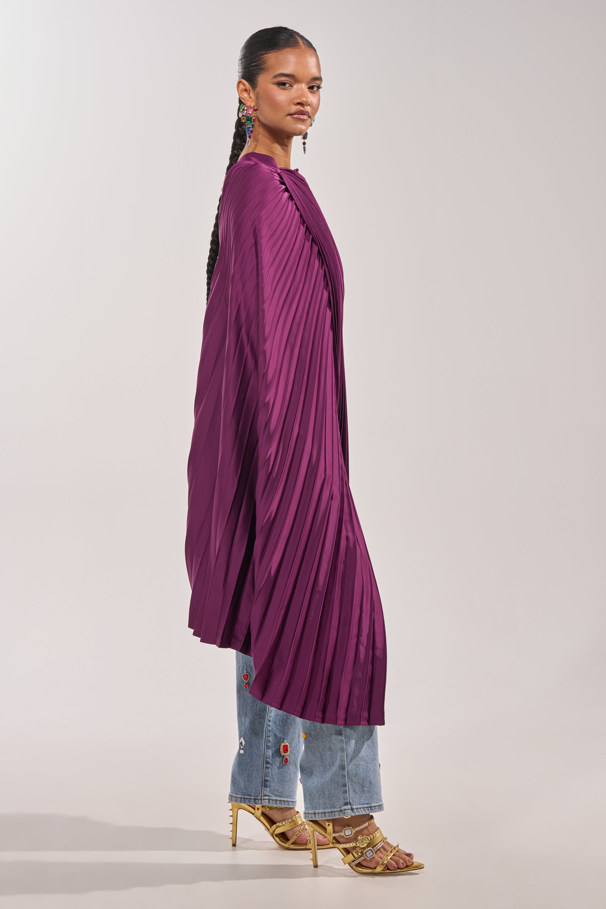 FARAH DRAPED PLEATED CAPE TOP