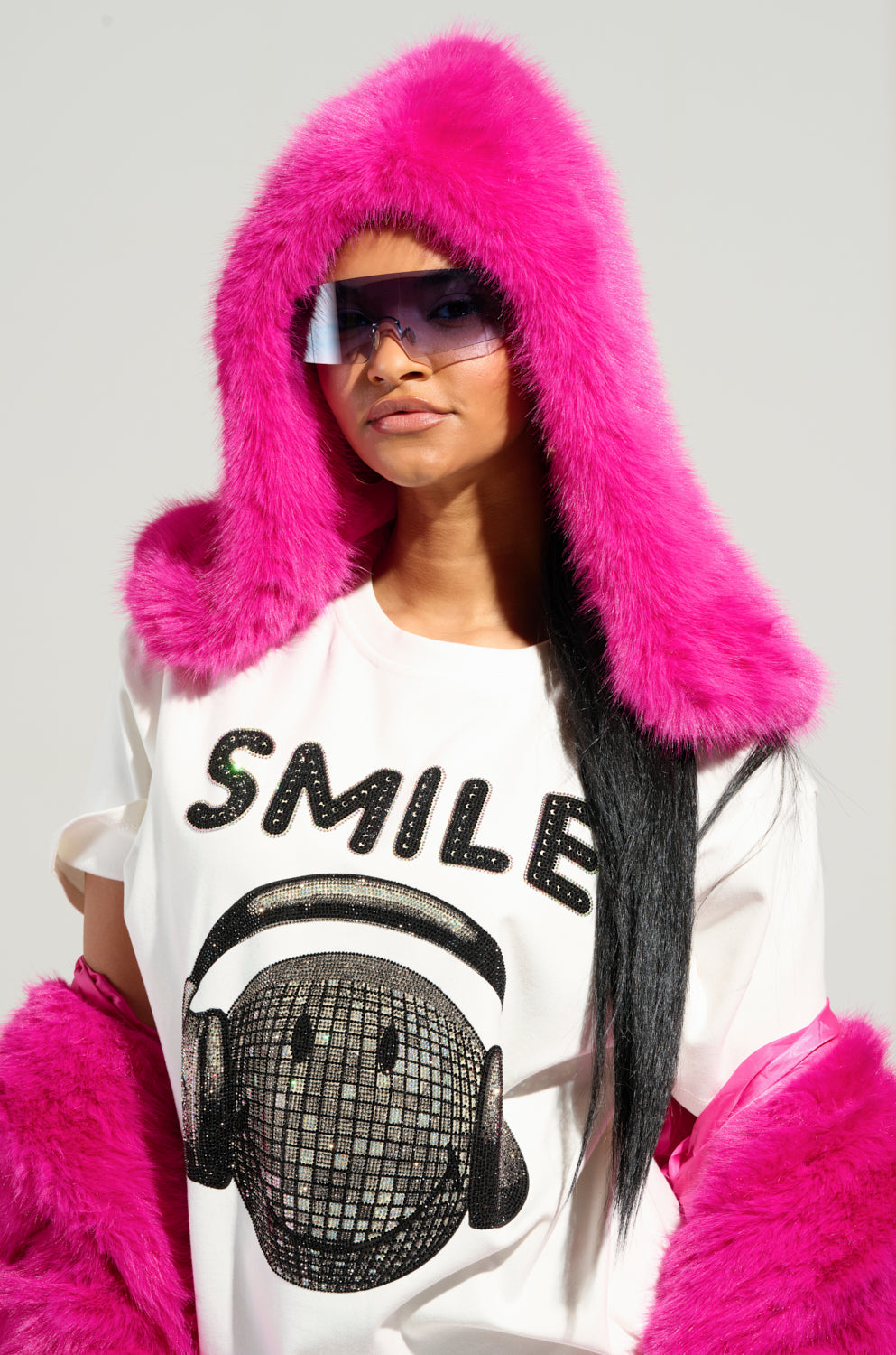 STAND ON IT FAUX FUR HOOD