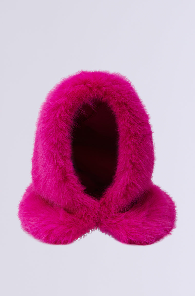 STAND ON IT FAUX FUR HOOD