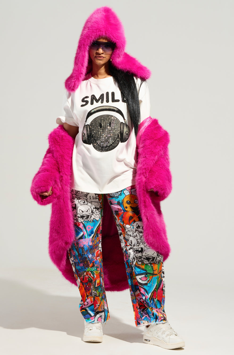 STAND ON IT FAUX FUR HOOD