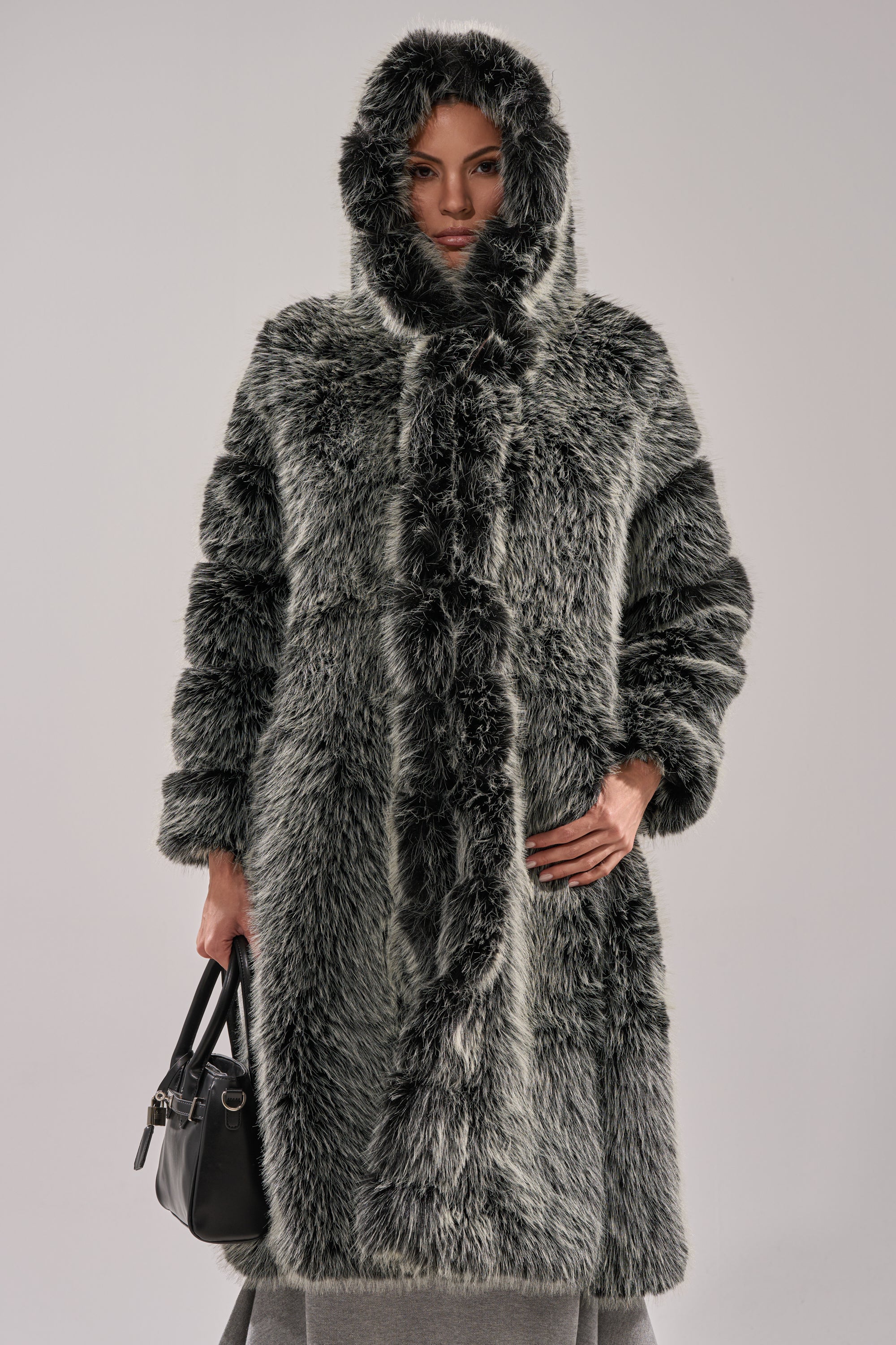 SNOW BUNNY HOODED FAUX FUR COAT