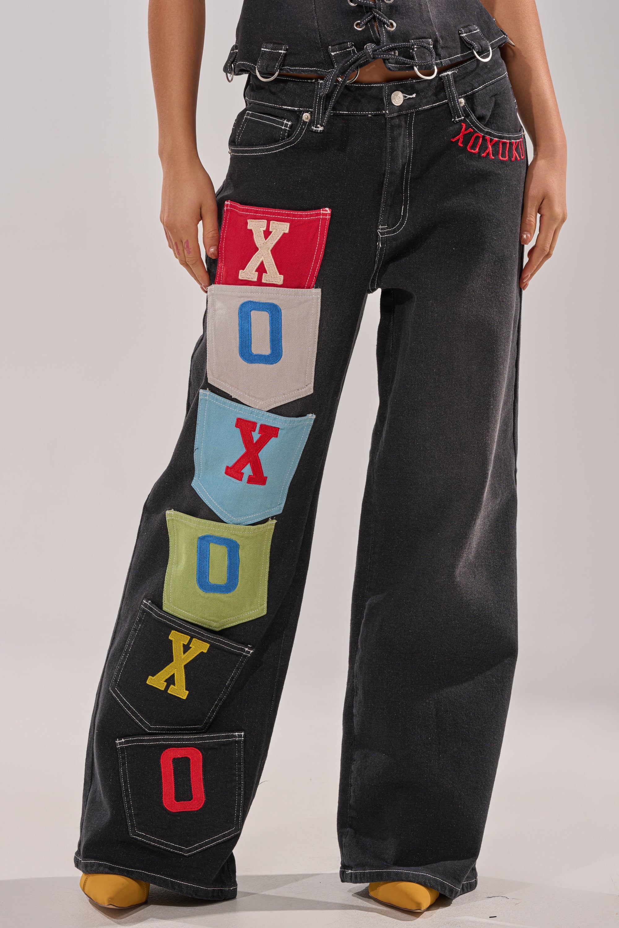 BRING IT BACK DENIM PATCHWORK PANT