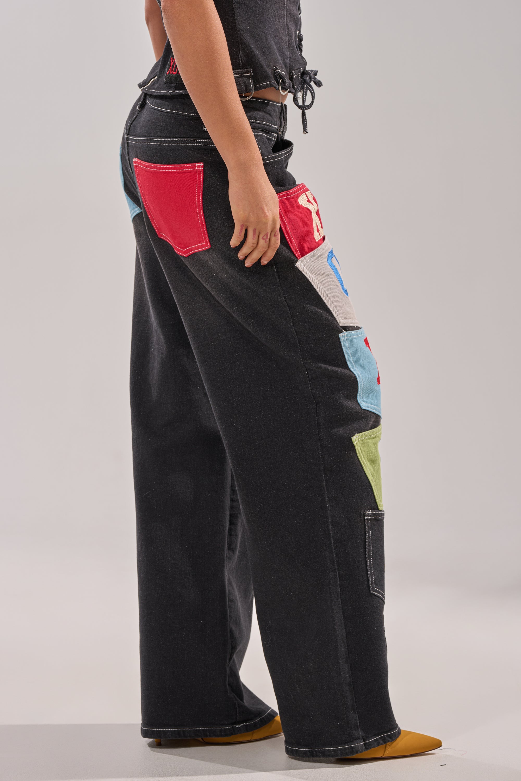 BRING IT BACK DENIM PATCHWORK PANT
