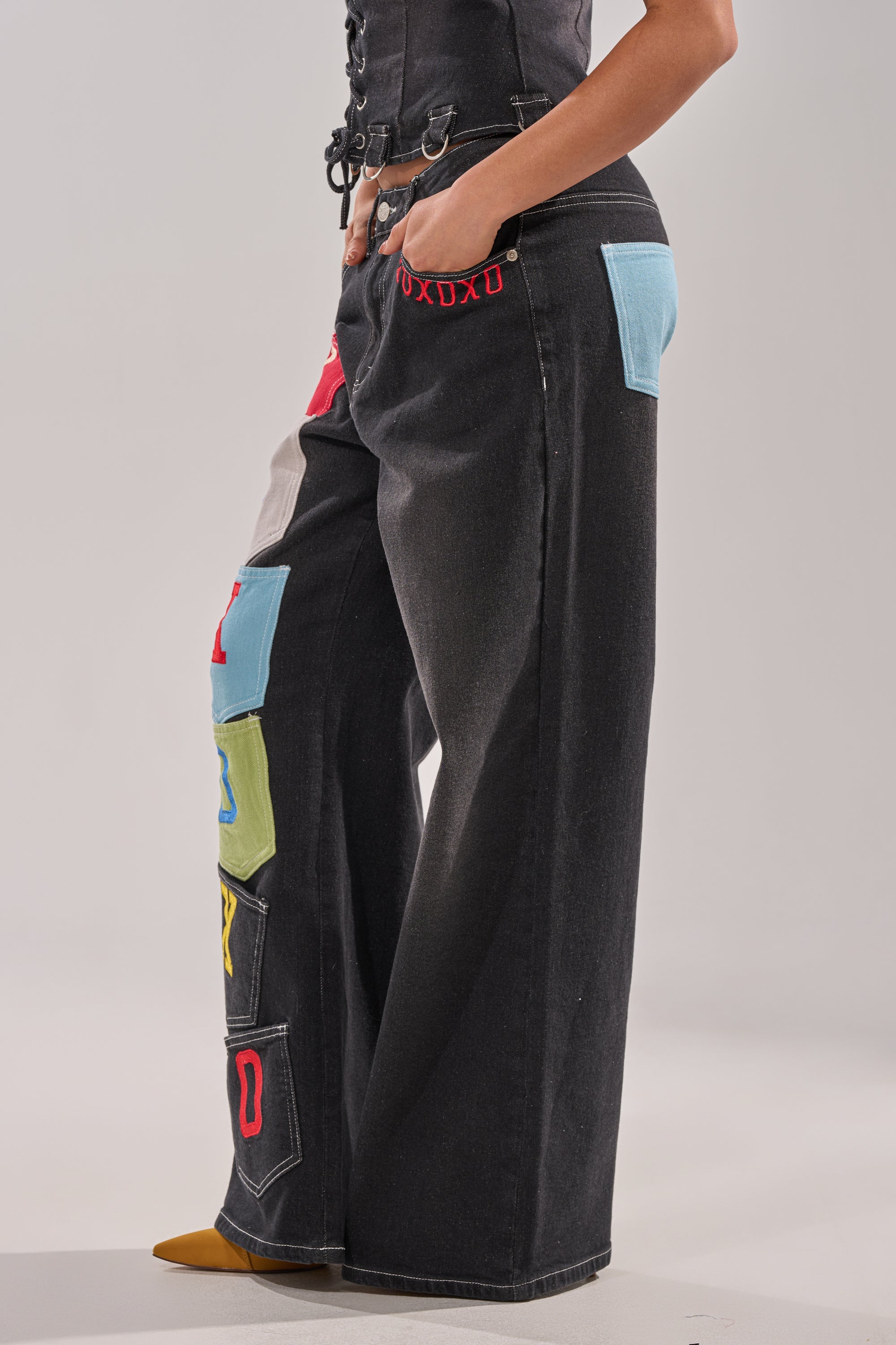 BRING IT BACK DENIM PATCHWORK PANT
