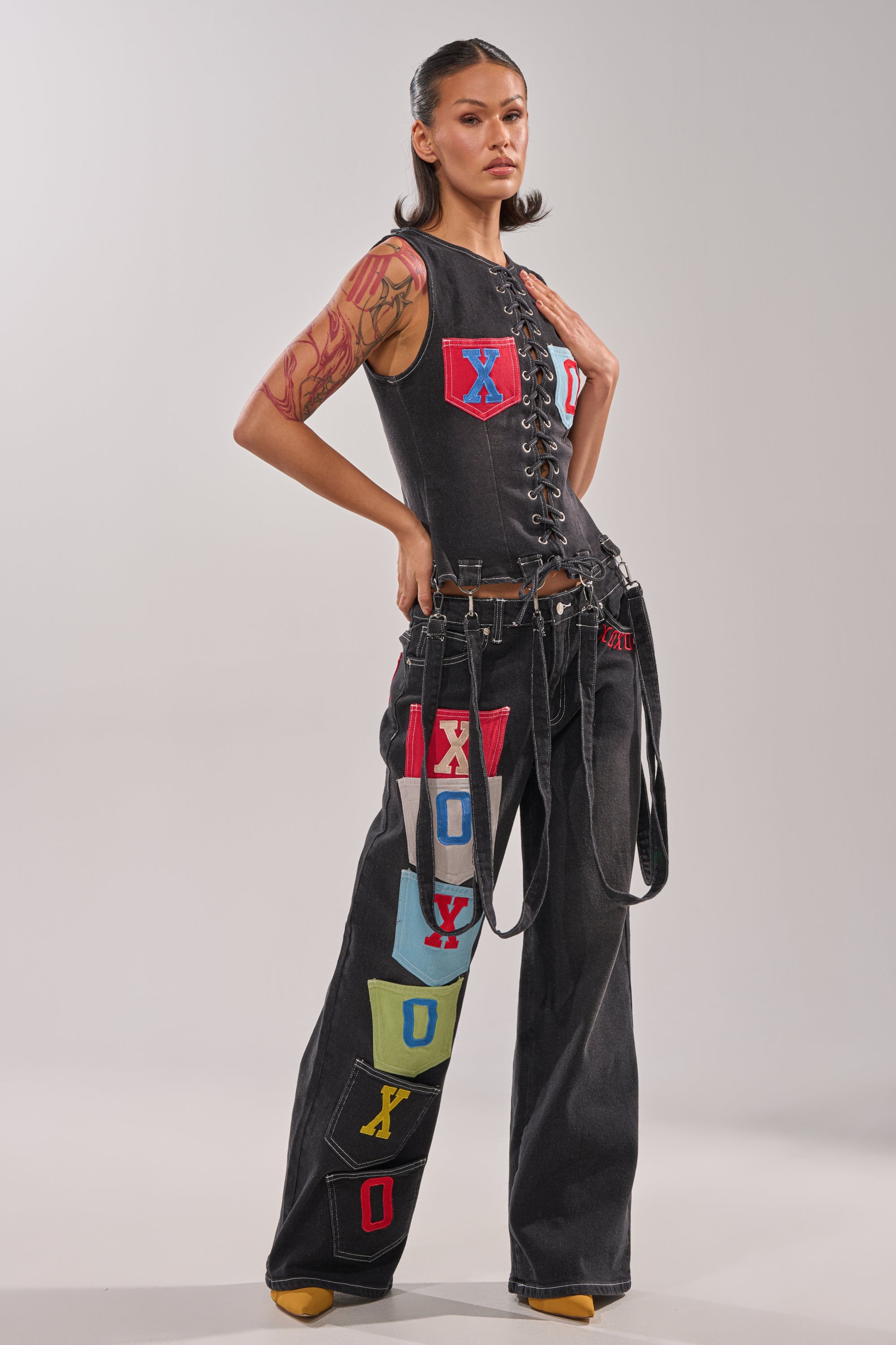 BRING IT BACK DENIM PATCHWORK PANT