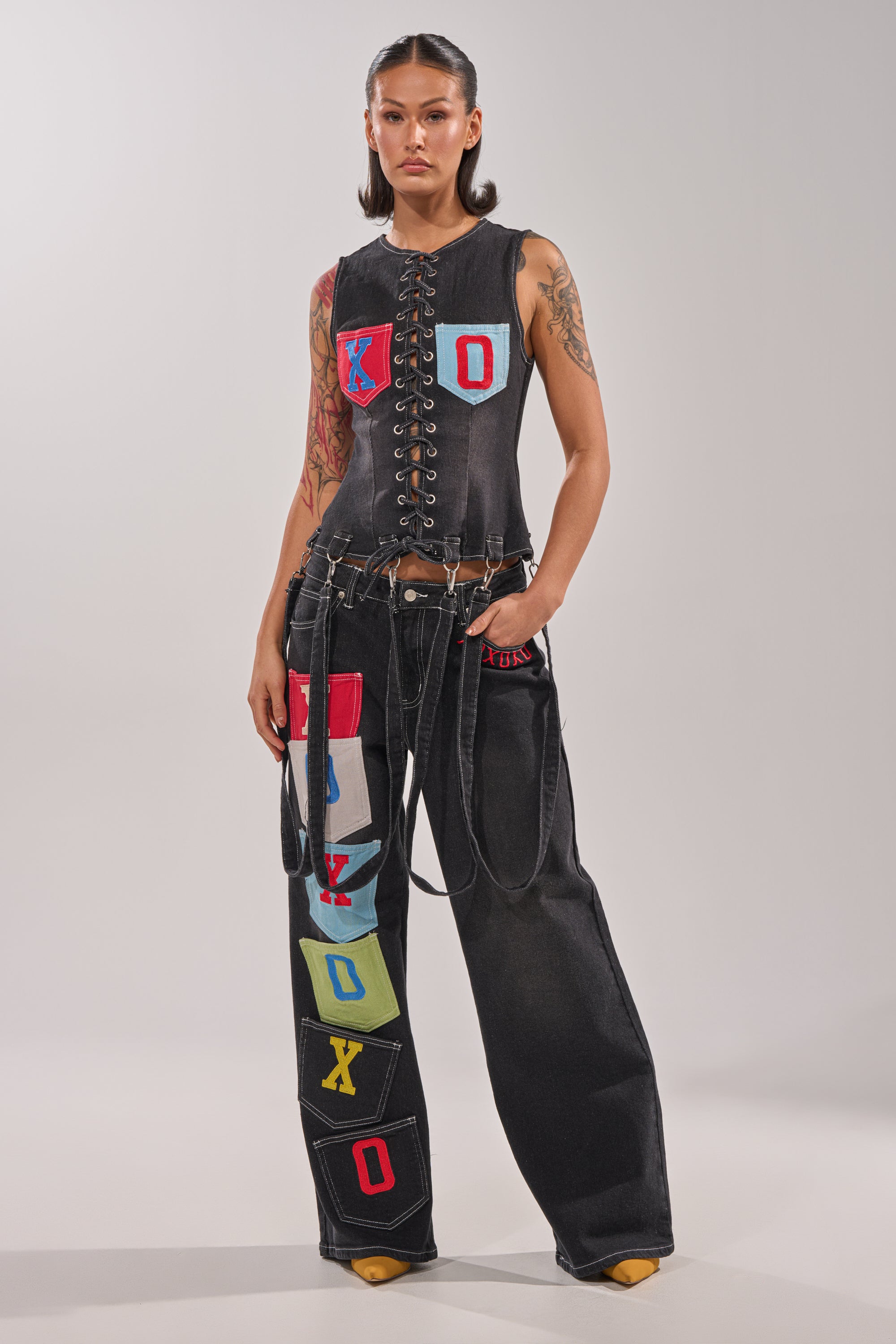 BRING IT BACK DENIM PATCHWORK PANT