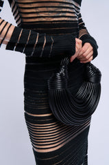 SOMETHING SPECIAL FAUX LEATHER ROPE PURSE IN BLACK