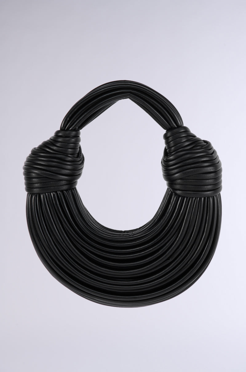 SOMETHING SPECIAL FAUX LEATHER ROPE PURSE IN BLACK