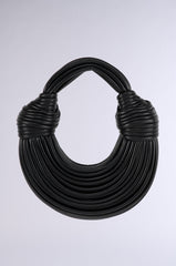 SOMETHING SPECIAL FAUX LEATHER ROPE PURSE IN BLACK