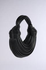 SOMETHING SPECIAL FAUX LEATHER ROPE PURSE IN BLACK