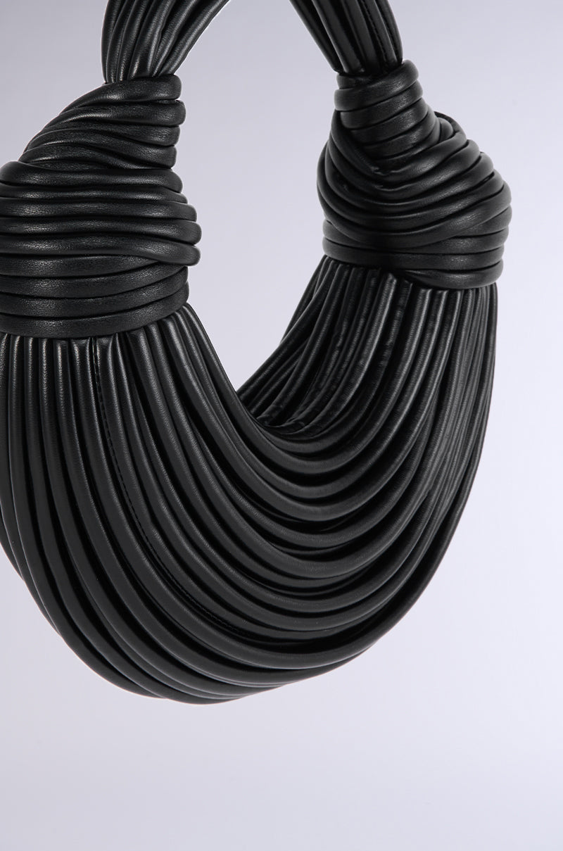 SOMETHING SPECIAL FAUX LEATHER ROPE PURSE IN BLACK